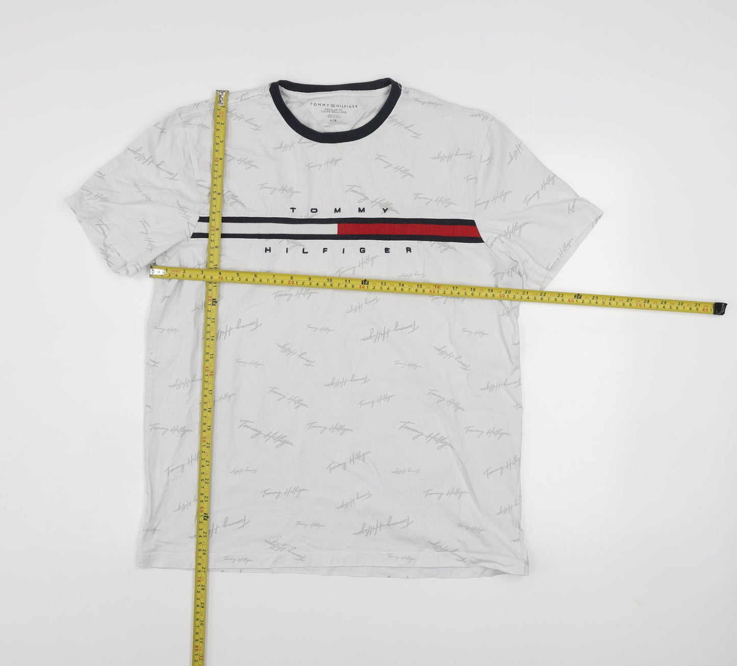 Tommy Hilfiger Men's White Regular Fit Logo Short Sleeve T-Shirt Size L