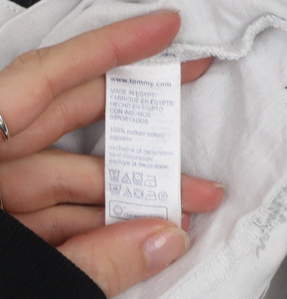 Tommy Hilfiger Men's White Regular Fit Logo Short Sleeve T-Shirt Size L