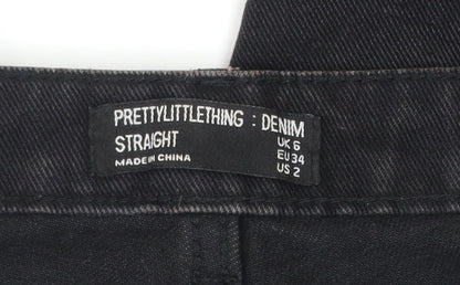 PrettyLittleThing Women Black Size 6 Straight Denim Jeans