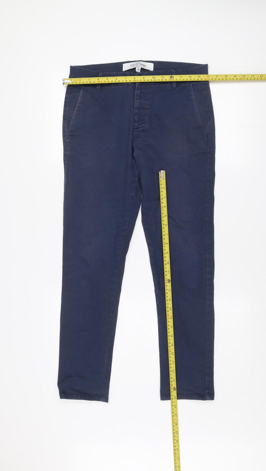 Topman Men's Blue Slim Fit Stretch Chino Trousers W30 L30
