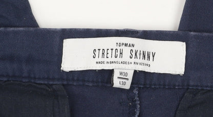 Topman Men's Blue Slim Fit Stretch Chino Trousers W30 L30