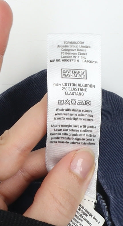 Topman Men's Blue Slim Fit Stretch Chino Trousers W30 L30