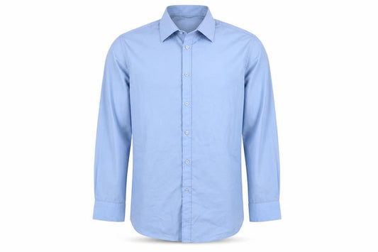 Front view of Dunnes Men's Blue Slim Fit Long Sleeve Button-Up Shirt 16.5in 42cm