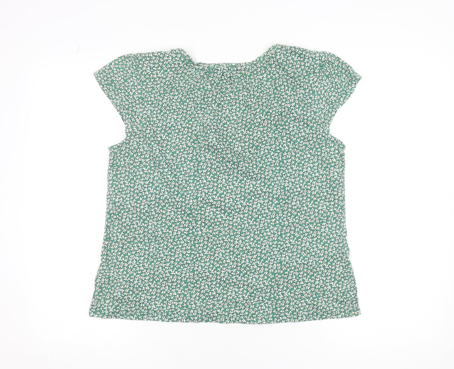 Fat Face Womens Green Floral V-Neck Cotton Modal T-Shirt Size 12