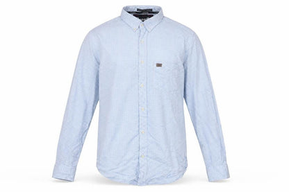 Paraffin Men’s Blue Check Long Sleeve Button-Up Cotton Shirt Size L