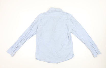 Paraffin Men’s Blue Check Long Sleeve Button-Up Cotton Shirt Size L