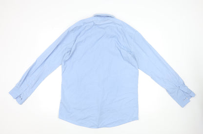 Dunnes Stores Men's Blue Slim Fit Long Sleeve Button-Up Shirt Size 16.5