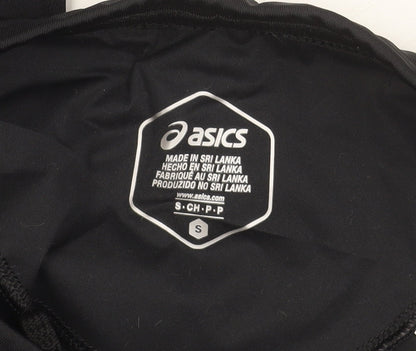 Asics Womens Black Blue Running Leggings Size S Moisture Wicking