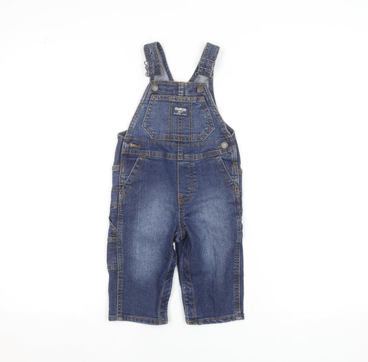 OshKosh B'gosh Blue Denim Dungarees 12 Months Unisex Adjustable Strap