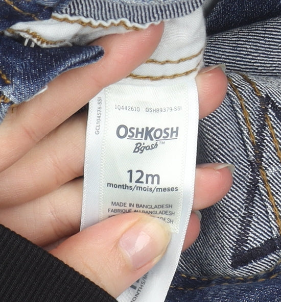 OshKosh B'gosh Blue Denim Dungarees 12 Months Unisex Adjustable Strap