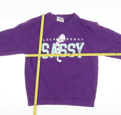 Womens UK Size 8-10 Looney Tunes Purple Pullover Sweatshirt
