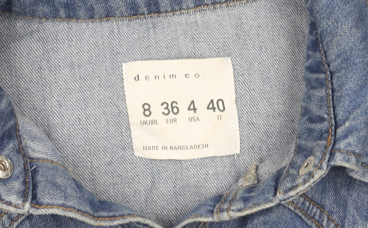 Denim Co. Women's Blue Long Sleeve Shirt Dress Size 8 Casual Denim