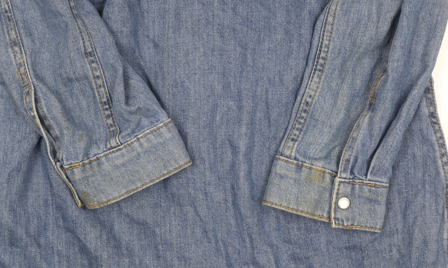 Denim Co. Women's Blue Long Sleeve Shirt Dress Size 8 Casual Denim
