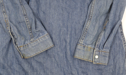 Denim Co. Women's Blue Long Sleeve Shirt Dress Size 8 Casual Denim