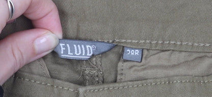 Fluid Men's Beige Chino Trousers 28R Slim Fit Cotton Elastane