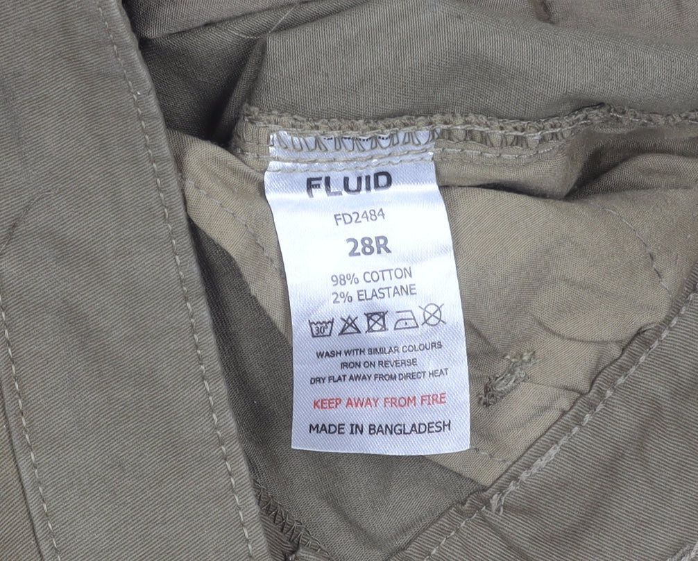 Fluid Men's Beige Chino Trousers 28R Slim Fit Cotton Elastane