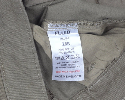 Fluid Men's Beige Chino Trousers 28R Slim Fit Cotton Elastane