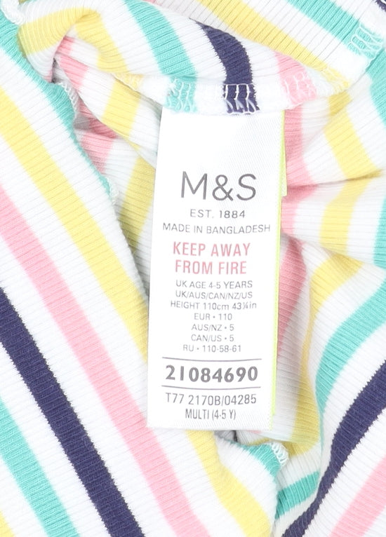 Girls UK Size 4-5 Years Marks and Spencer Multicoloured Basic T-Shirt