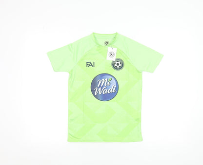 FAI Football Camps Boys Green Short Sleeve Football Jersey T-Shirt S
