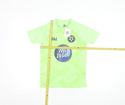 FAI Football Camps Boys Green Short Sleeve Football Jersey T-Shirt S