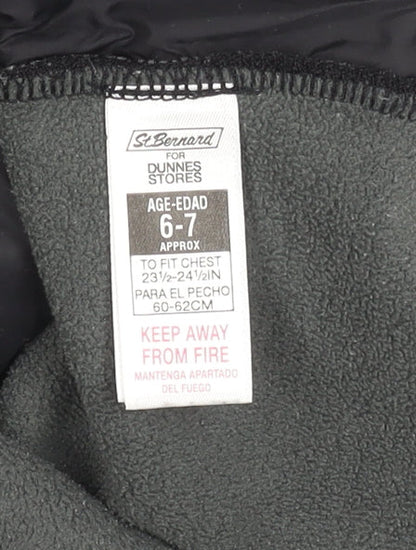 St. Bernard Boys Grey Hooded Puffer Jacket 6-7 Years Lined Full Zip