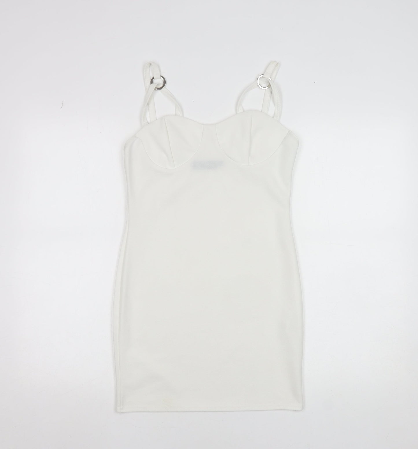 PrettyLittleThing Women White UK 12 Bodycon Mini Dress Polyester Blend