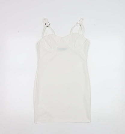 PrettyLittleThing Women White UK 12 Bodycon Mini Dress Polyester Blend