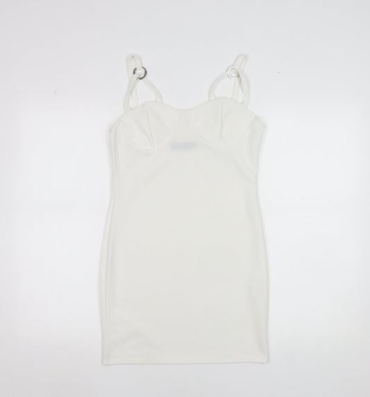 PrettyLittleThing Women White UK 12 Bodycon Mini Dress Polyester Blend