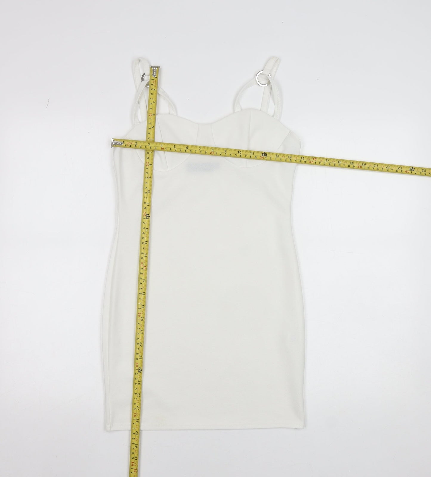 PrettyLittleThing Women White UK 12 Bodycon Mini Dress Polyester Blend