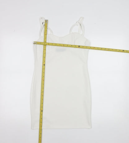 PrettyLittleThing Women White UK 12 Bodycon Mini Dress Polyester Blend
