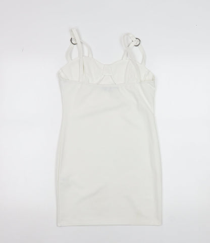 PrettyLittleThing Women White UK 12 Bodycon Mini Dress Polyester Blend