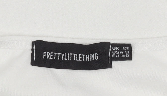 PrettyLittleThing Women White UK 12 Bodycon Mini Dress Polyester Blend