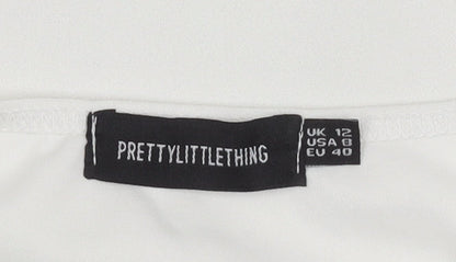 PrettyLittleThing Women White UK 12 Bodycon Mini Dress Polyester Blend