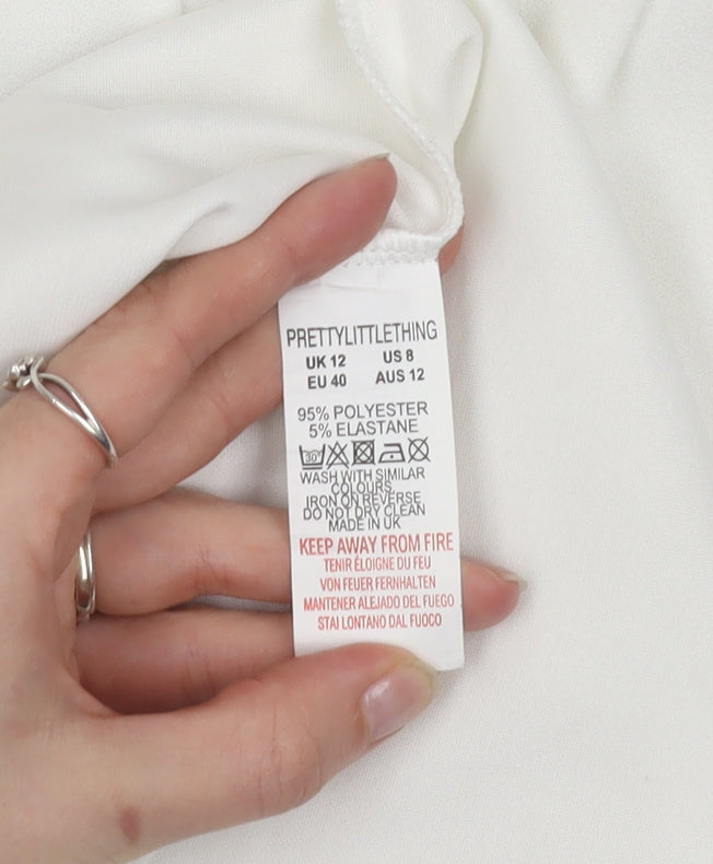 PrettyLittleThing Women White UK 12 Bodycon Mini Dress Polyester Blend