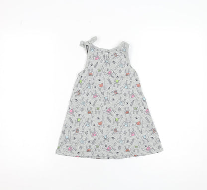 Baby Gap Girls Grey Animal Print A-Line Sleeveless Dress 3 Years