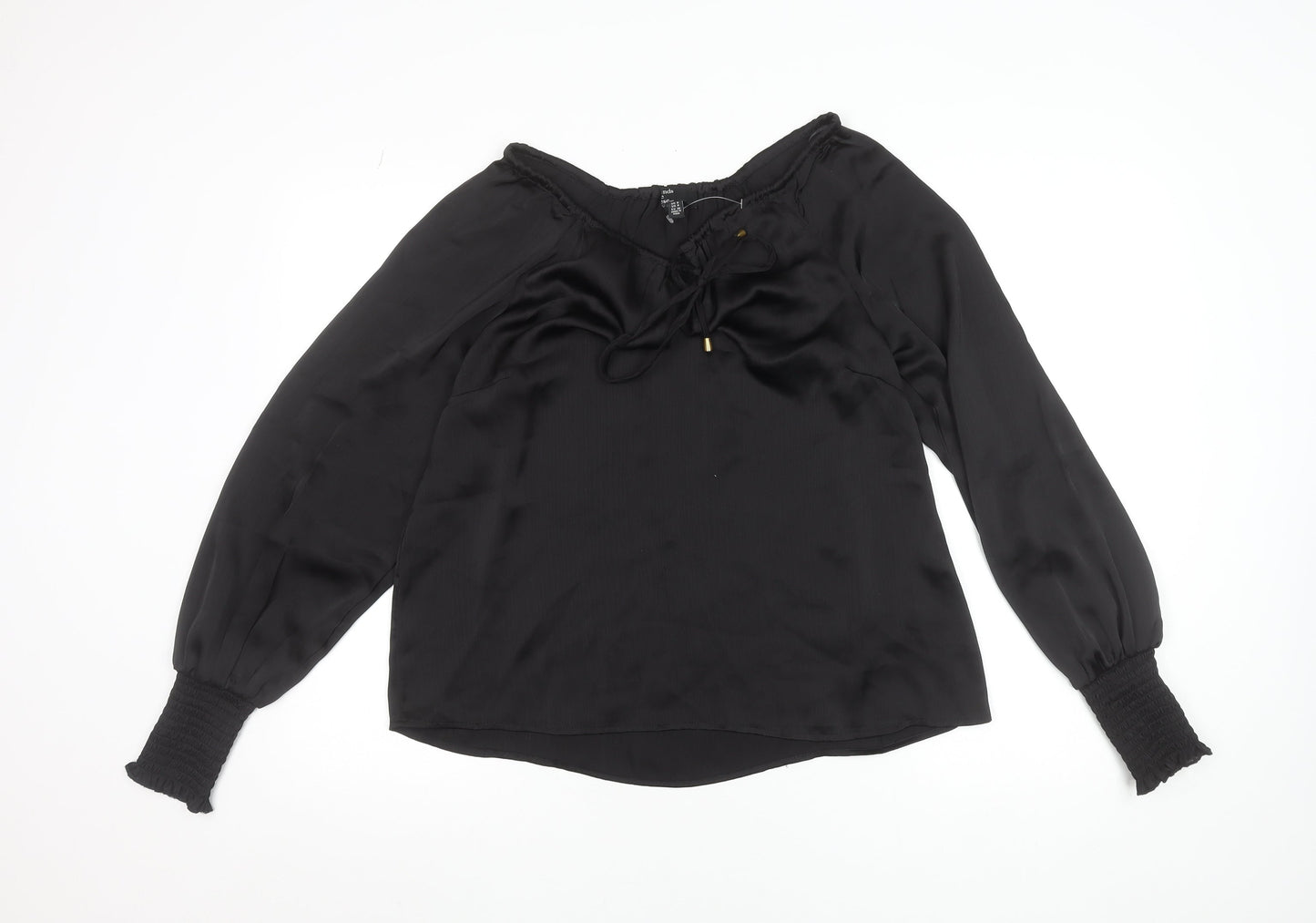 Womens UK Size 8 friends like these Black Peasant Blouse