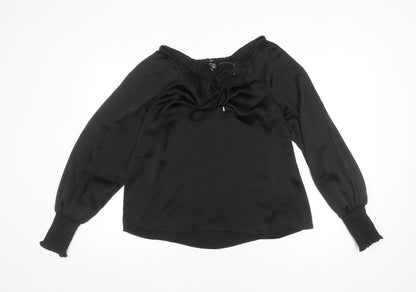 Womens UK Size 8 friends like these Black Peasant Blouse