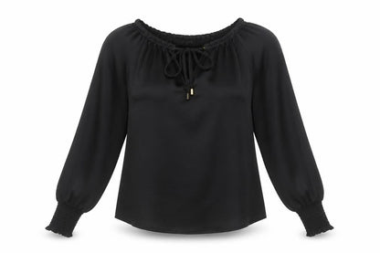 Womens UK Size 8 friends like these Black Peasant Blouse
