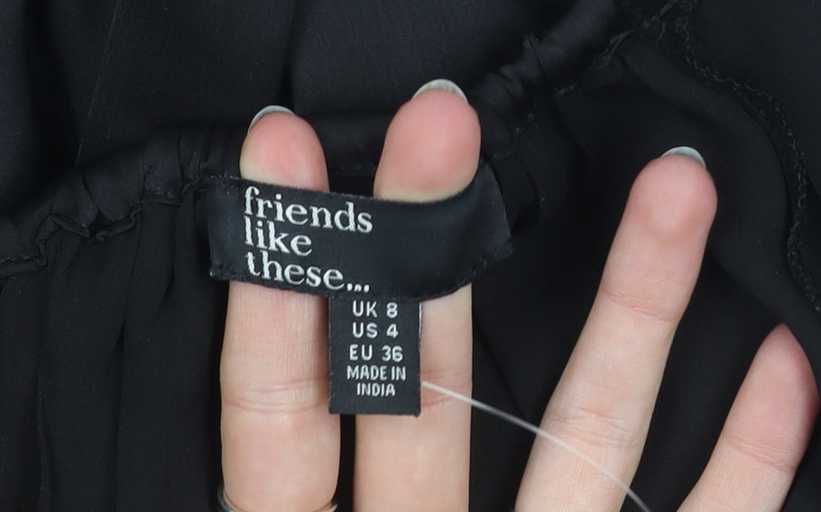 Womens UK Size 8 friends like these Black Peasant Blouse