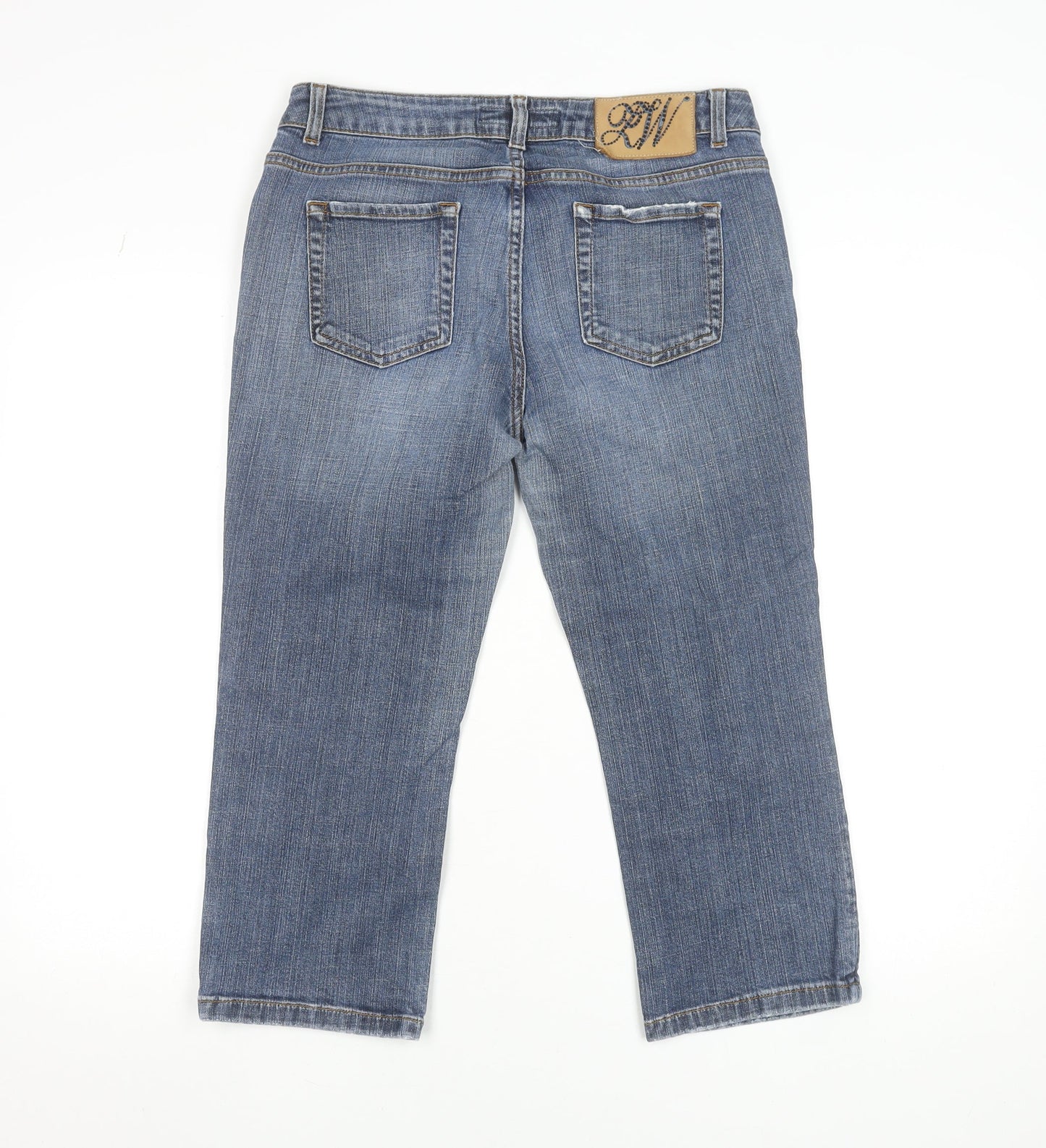 Zara Women Blue Straight Denim Jeans Size 14 Stretch Cotton