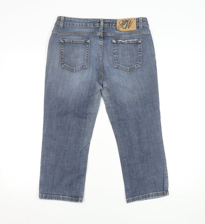 Zara Women Blue Straight Denim Jeans Size 14 Stretch Cotton