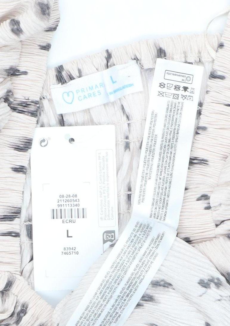 Primark Women Beige Animal Print Smocked Skater Dress L