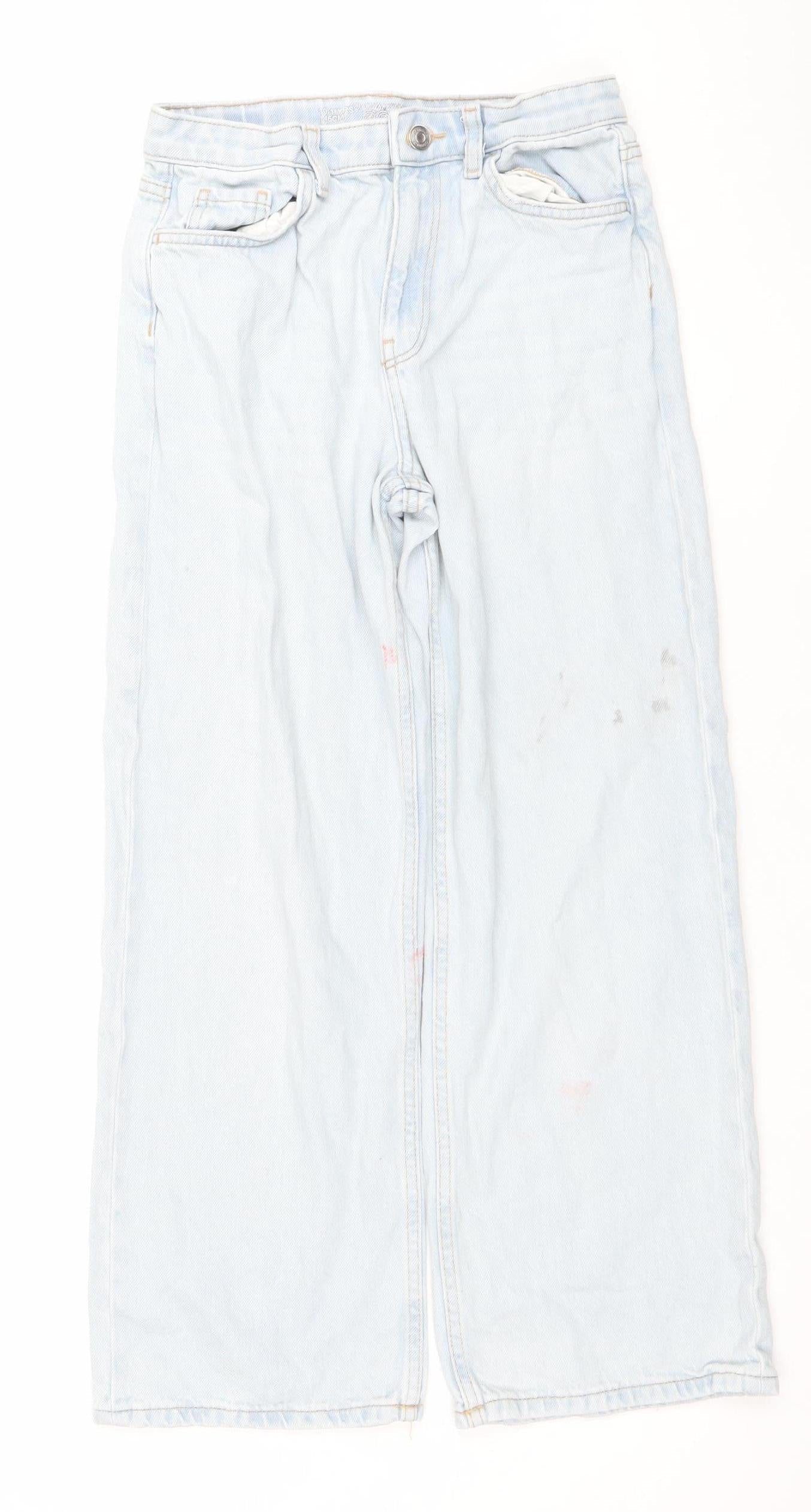 Primark Girls Blue Light Wash Wide-Leg Denim Jeans - 10 Years