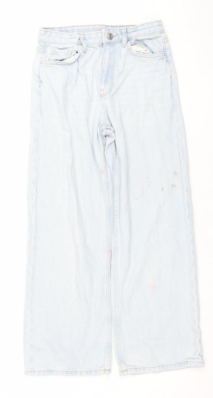 Primark Girls Blue Light Wash Wide-Leg Denim Jeans - 10 Years