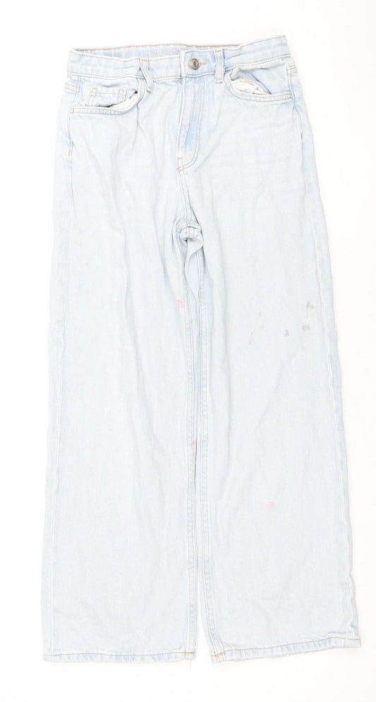 Primark Girls Blue Light Wash Wide-Leg Denim Jeans - 10 Years