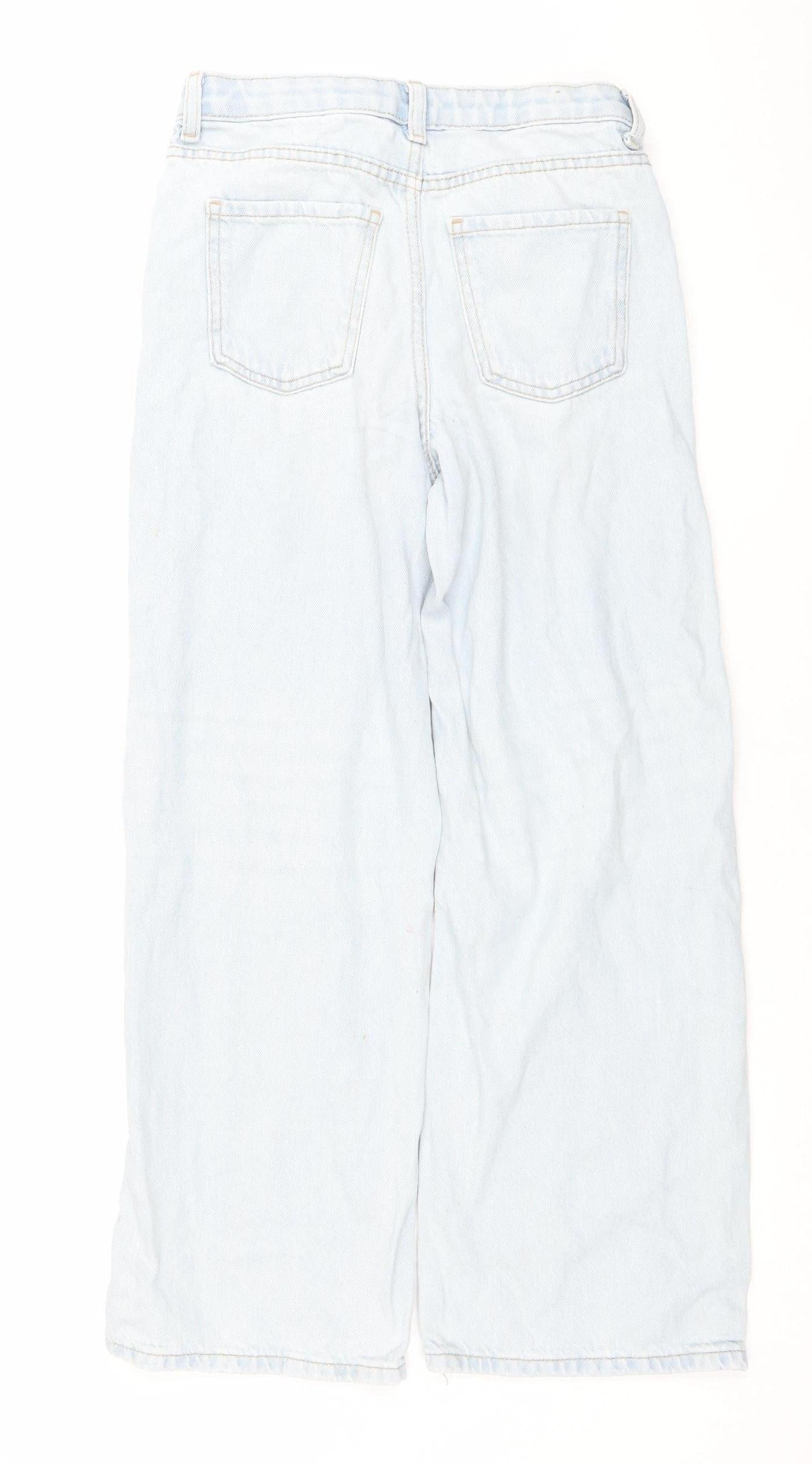 Primark Girls Blue Light Wash Wide-Leg Denim Jeans - 10 Years