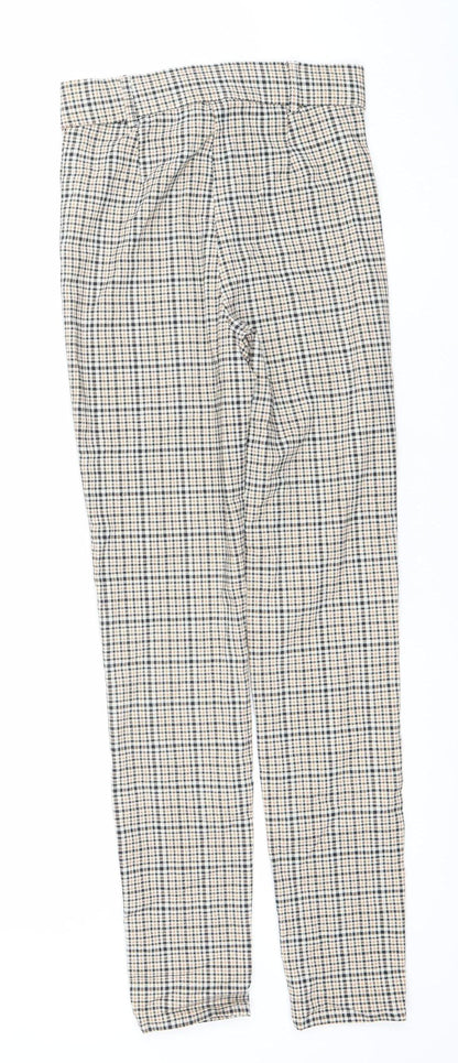 Primark Women’s Beige Check Trousers Size 10 Elastic Waist Stretch