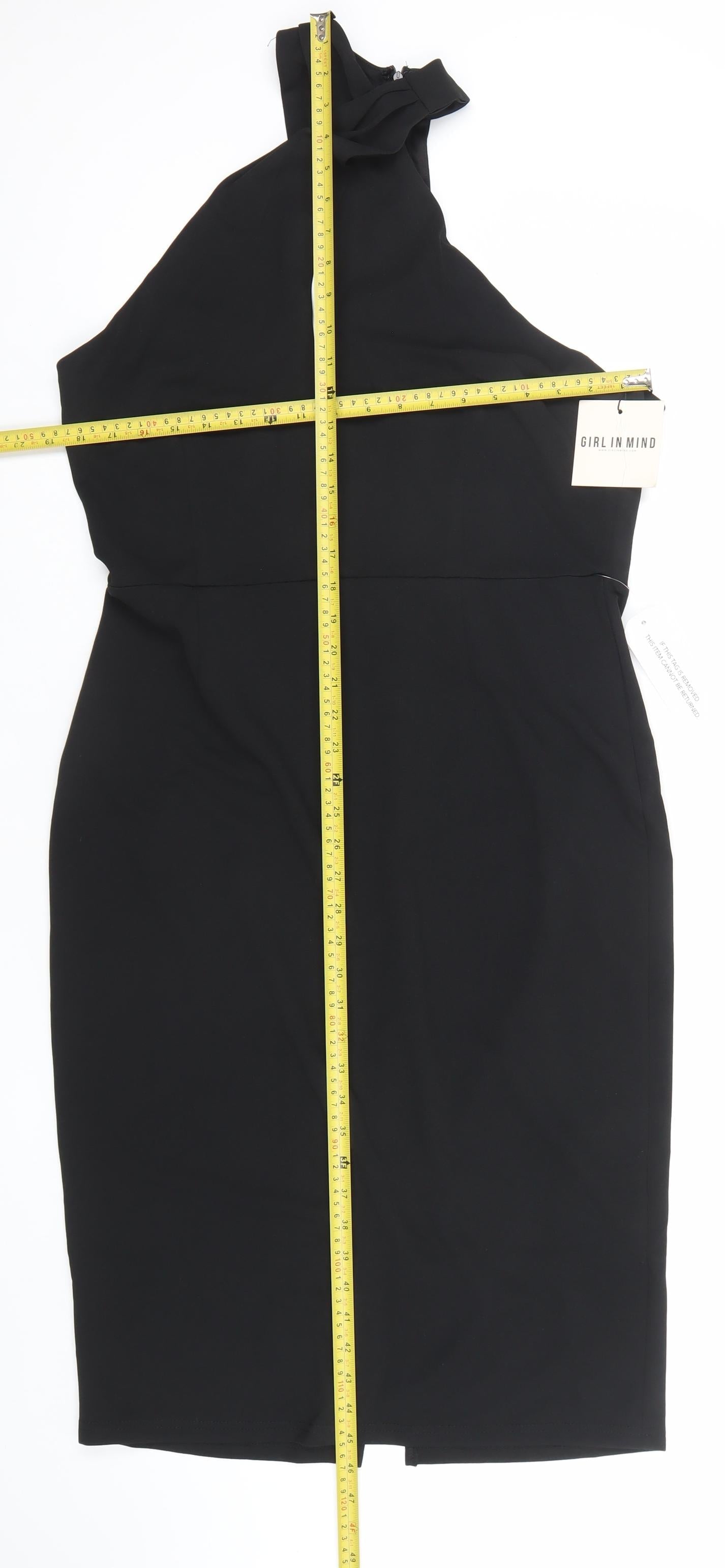 Girl In Mind Women Black Bodycon One Shoulder Knee Length Dress Size 16