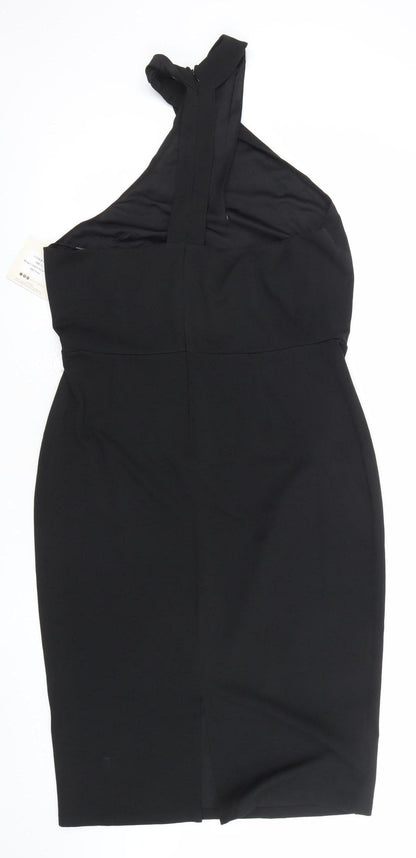 Girl In Mind Women Black Bodycon One Shoulder Knee Length Dress Size 16