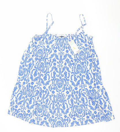 Primark Women Blue Floral Slip Dress Size L Lightweight Summer